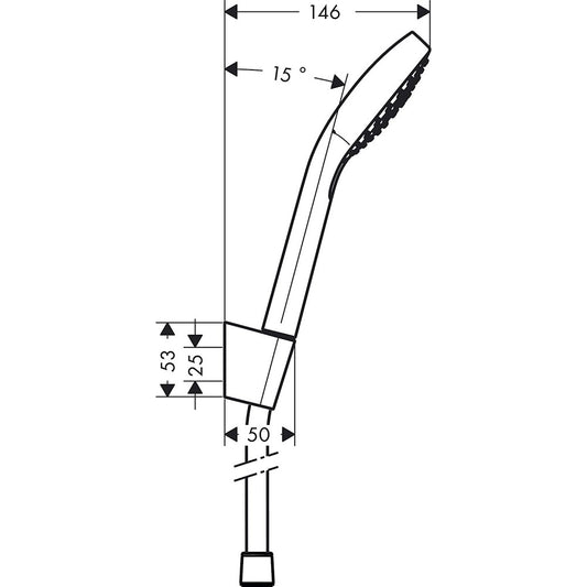 Hansgrohe Croma Select S 1jet Porter Set dus cu suport, furtun 125 cm, alb/crom