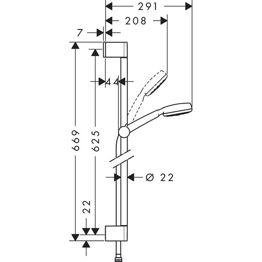 Hansgrohe Crometta 100 1jet Set dus cu bara 65 cm, alb/crom