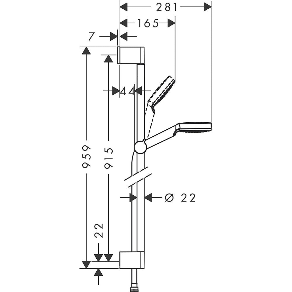 Hansgrohe Crometta 1jet Set dus cu bara 90 cm, alb/crom