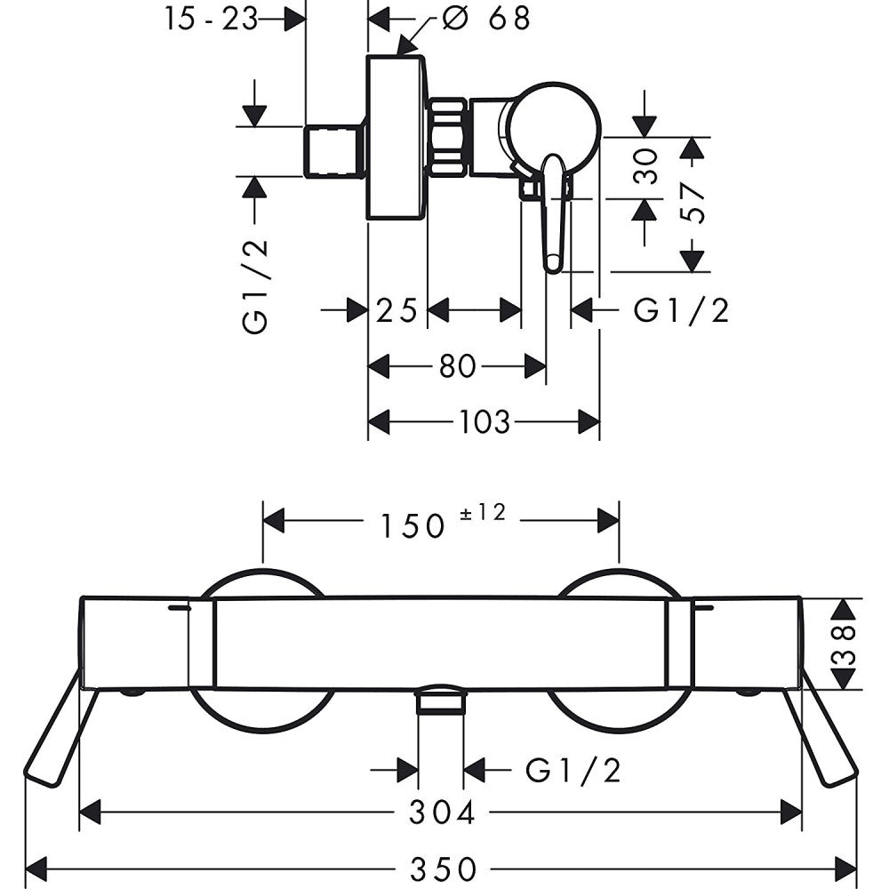 Hansgrohe Ecostat Comfort Care Baterie dus cu termostat, crom