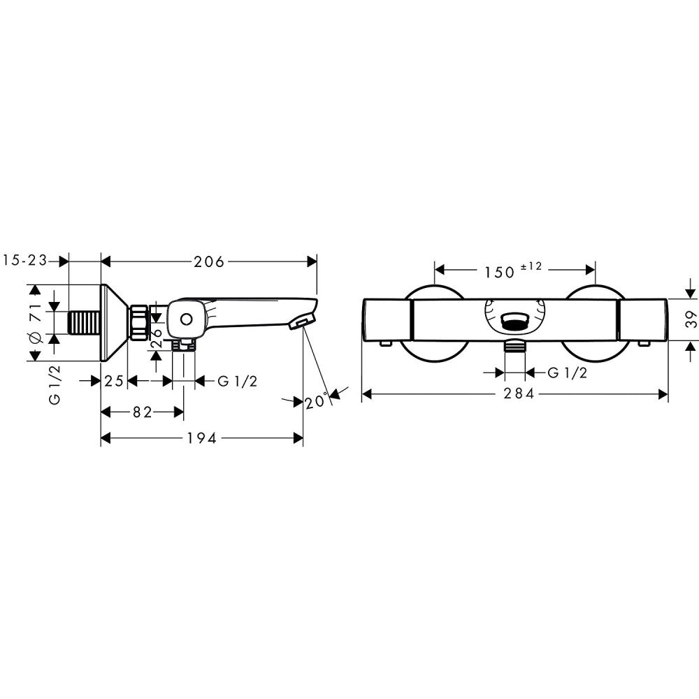 Hansgrohe Ecostat Universal Baterie Baterie cada dus cu termostat, crom
