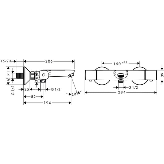 Hansgrohe Ecostat Universal Baterie Baterie cada dus cu termostat, crom