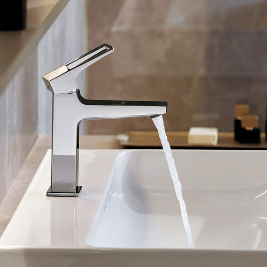 Baterie lavoar Hansgrohe Metropol 110, cu ventil click-clack si maner decupat