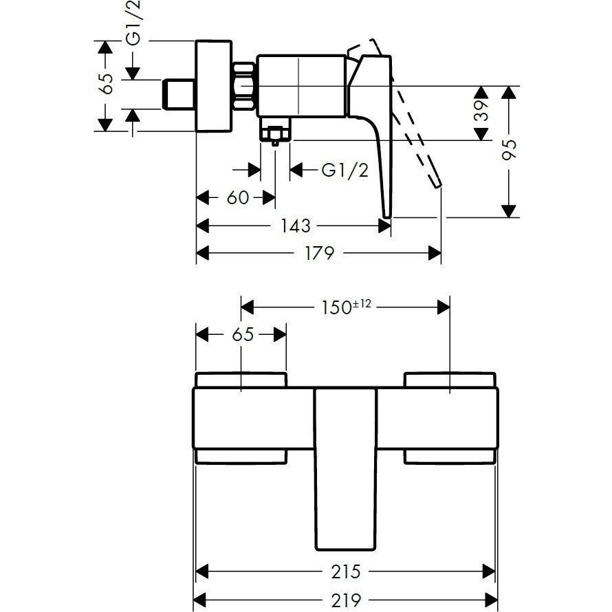 Hansgrohe Metropol Baterie dus monocomanda, alb mat