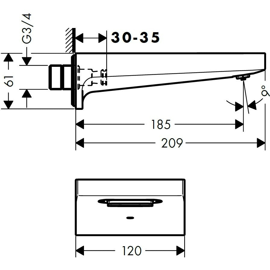 Hansgrohe Metropol Pipa cada cu jet Cascada, bronz satinat