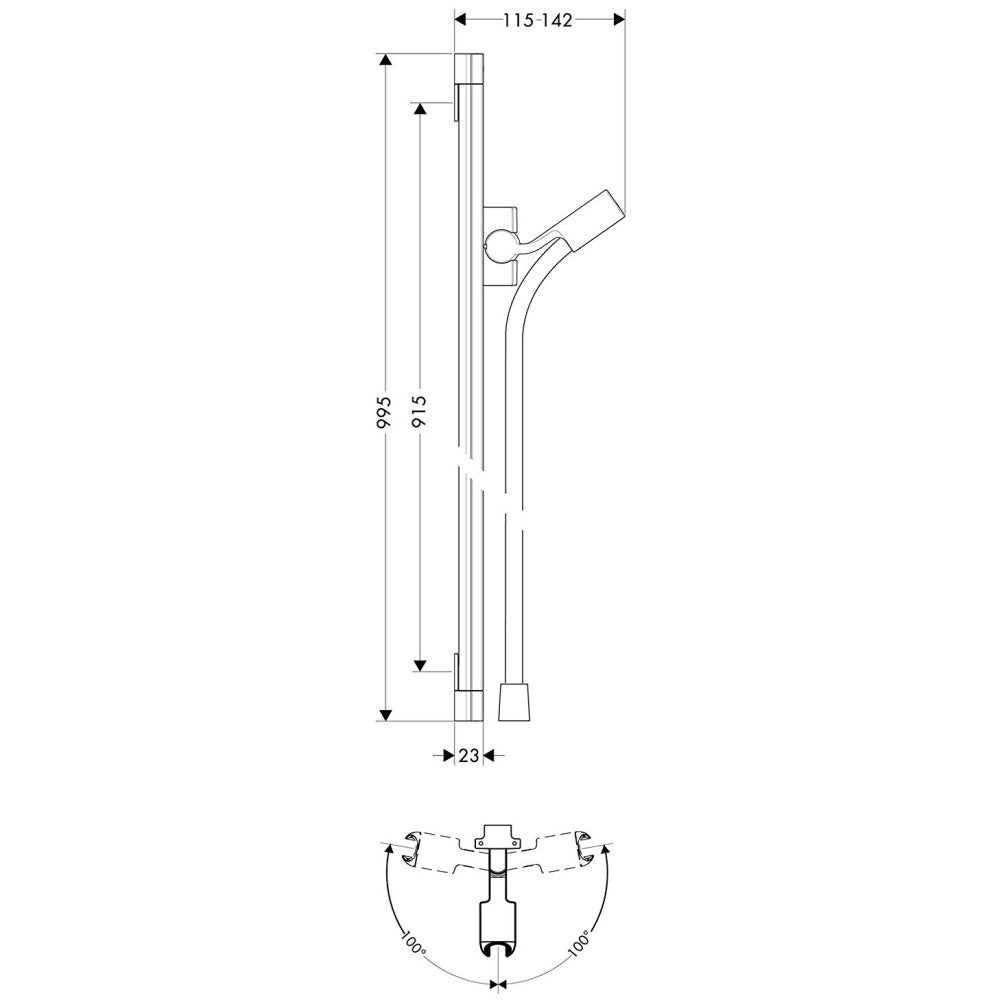 Hansgrohe PuraVida Bara de dus 900 mm, crom
