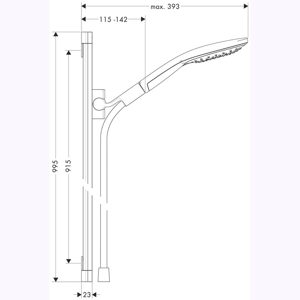 Hansgrohe Raindance Select 150/Raindance Unica`S Set dus cu bara 90 cm, crom