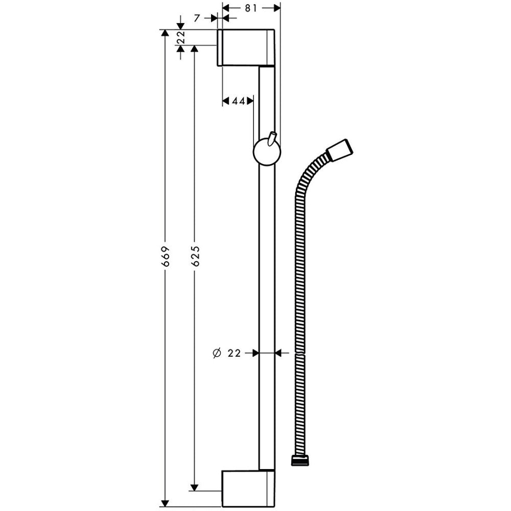 Hansgrohe Unica'Crometta Bara de dus 650 mm, crom