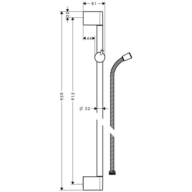 Hansgrohe Unica'Crometta Bara de dus 900 mm, crom