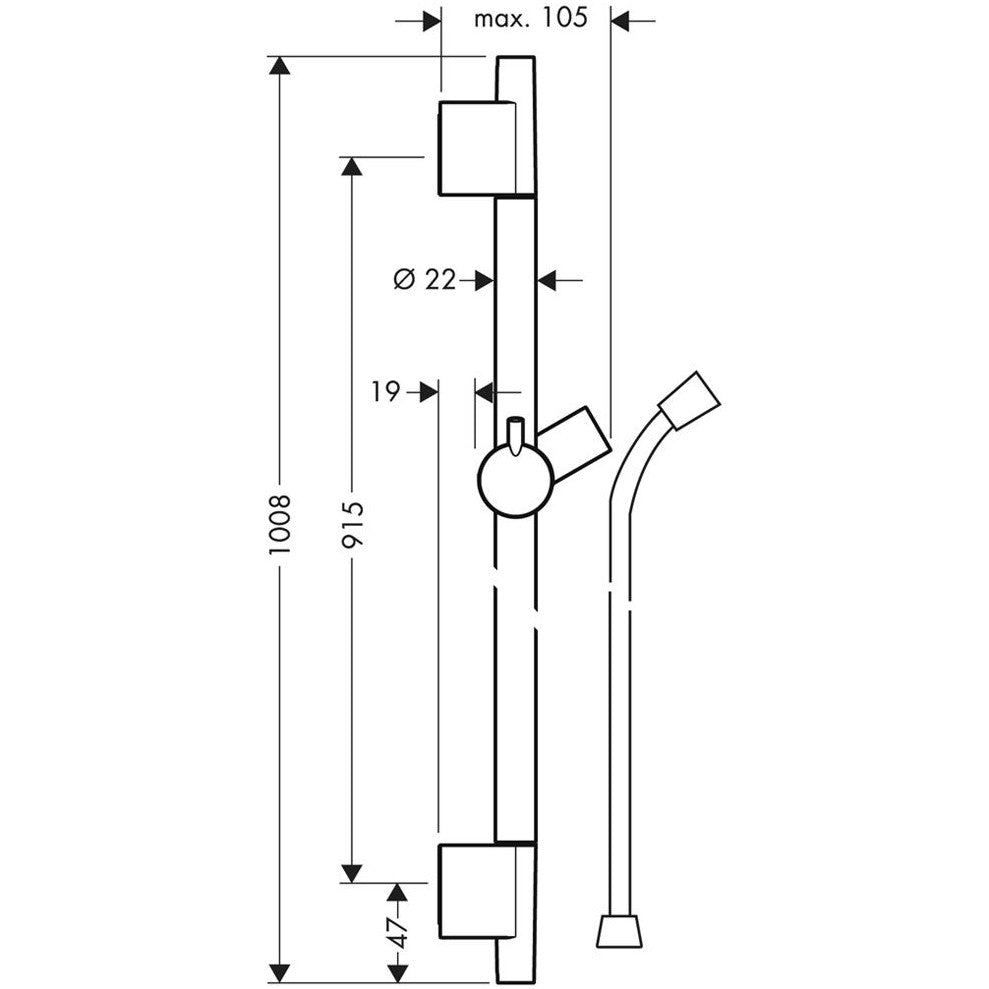 Hansgrohe Unica'S Puro Bara de dus 900 mm, crom