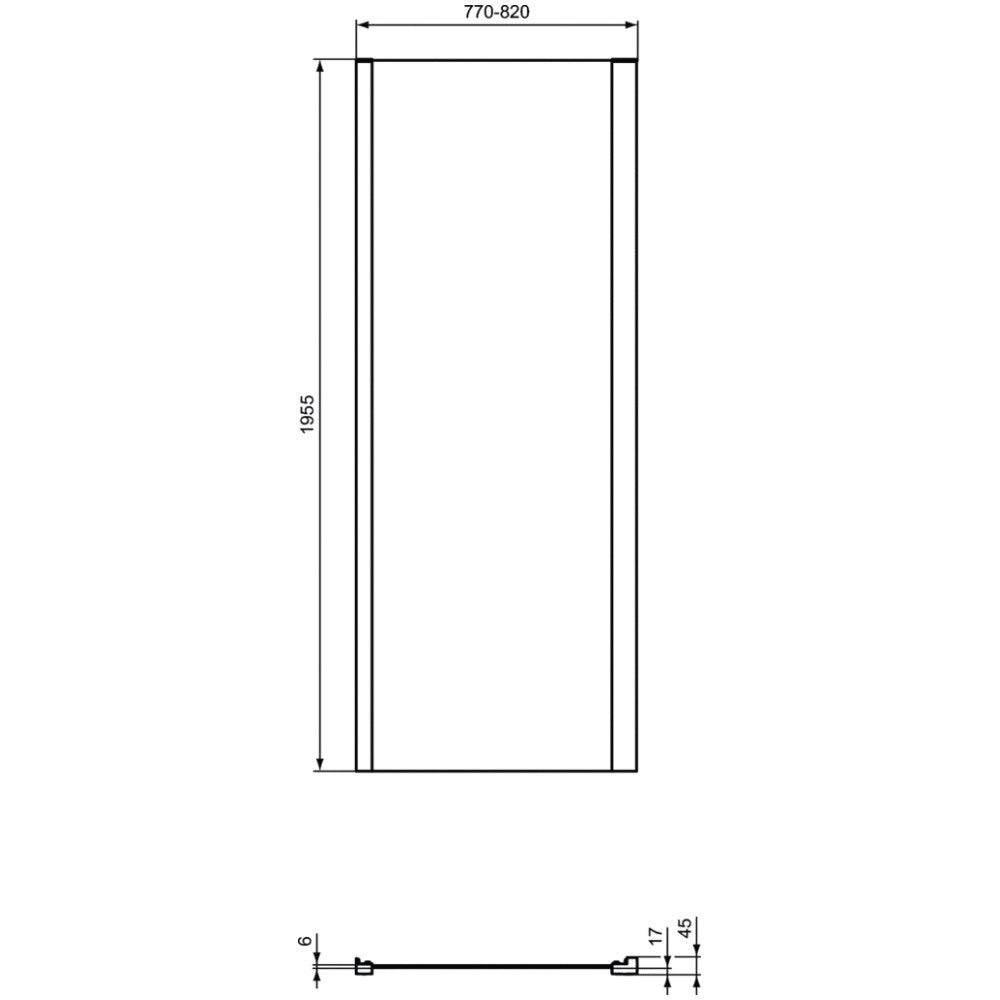 Cabina dus dreptunghiulara cu usa batanta si perete fix Ideal Standard Connect 2 PV 90x80 cm, profil negru