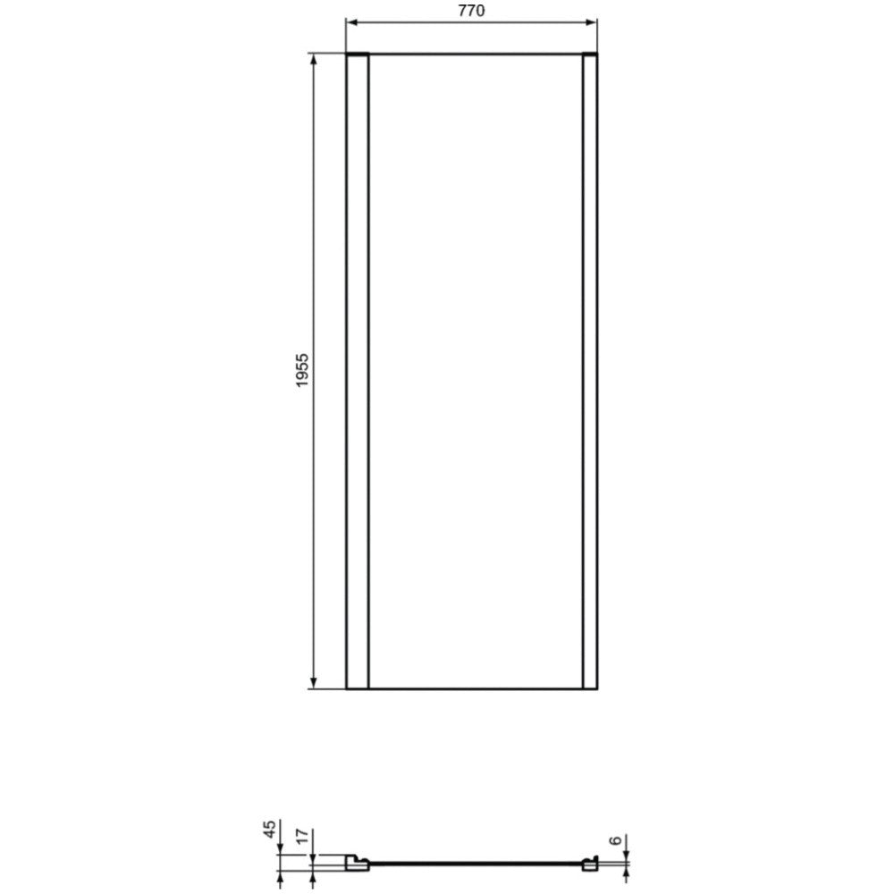 Cabina dus dreptunghiulara cu usa batanta si perete fix Ideal Standard Connect 2 PV 95x80 cm