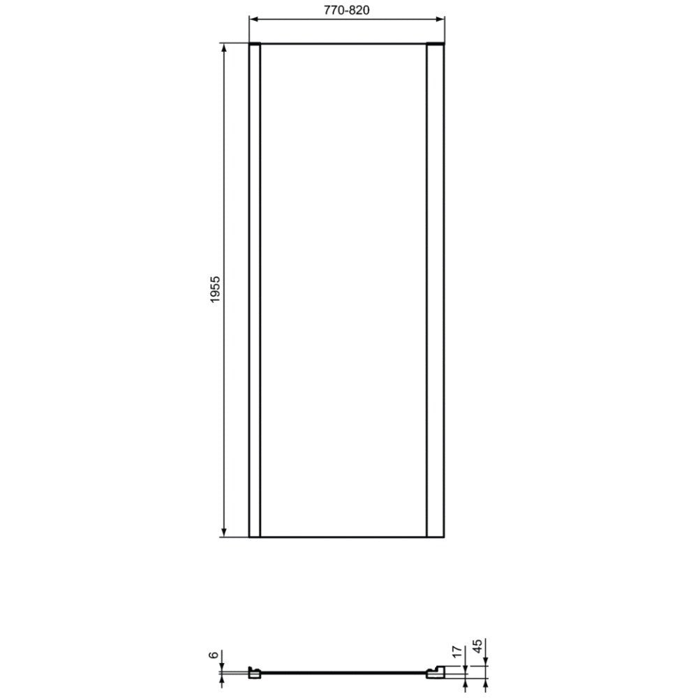Cabina dus dreptunghiulara cu usa batanta si perete fix Ideal Standard Connect 2 PV 100x80 cm, profil negru