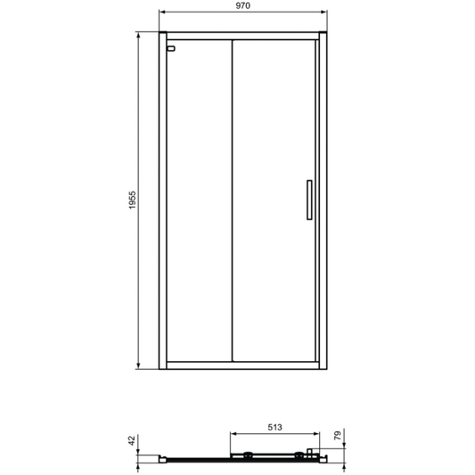 Cabina dus dreptunghiulara cu usa glisanta Ideal Standard Connect 2 100x70 cm