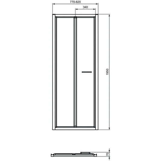 Cabina dus dreptunghiulara cu usa plianta Ideal Standard Connect 2 80x85 cm