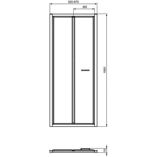 Cabina dus dreptunghiulara cu usa plianta Ideal Standard Connect 2 85x80 cm