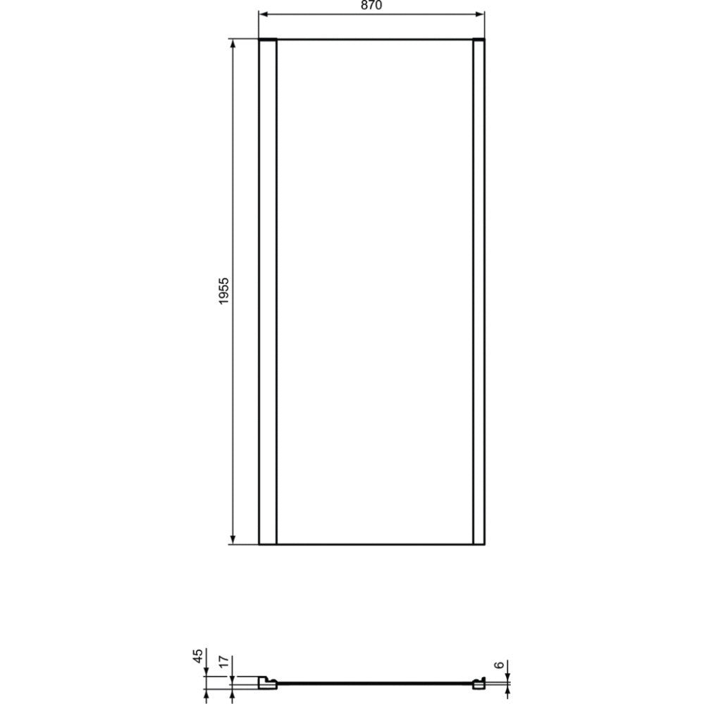 Cabina dus dreptunghiulara cu usa batanta si perete fix Ideal Standard Connect 2 PV 75x90 cm