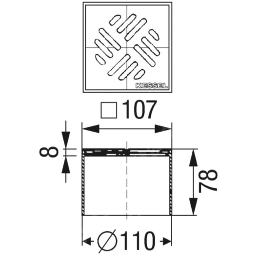 Piesa superioara cu capac din inox Kessel System 100 Ø11 cm