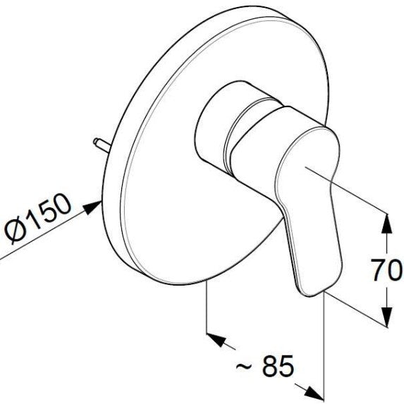 Kludi Pure&Easy Baterie dus Ø15 cm, montaj incastrat