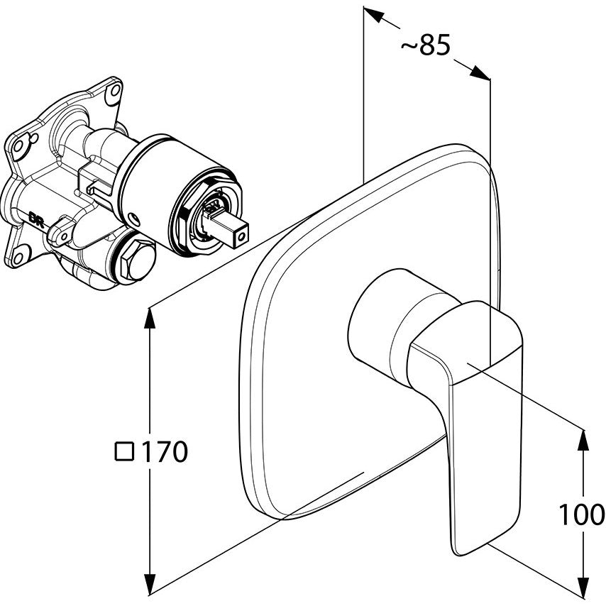 Kludi Ameo Baterie dus monocomanda, montaj incastrat