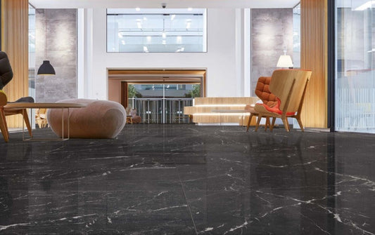 Gresie exterior / interior portelanata rectificata neagra 60x120 cm, Marazzi Allmarble Elegant Black Lux
