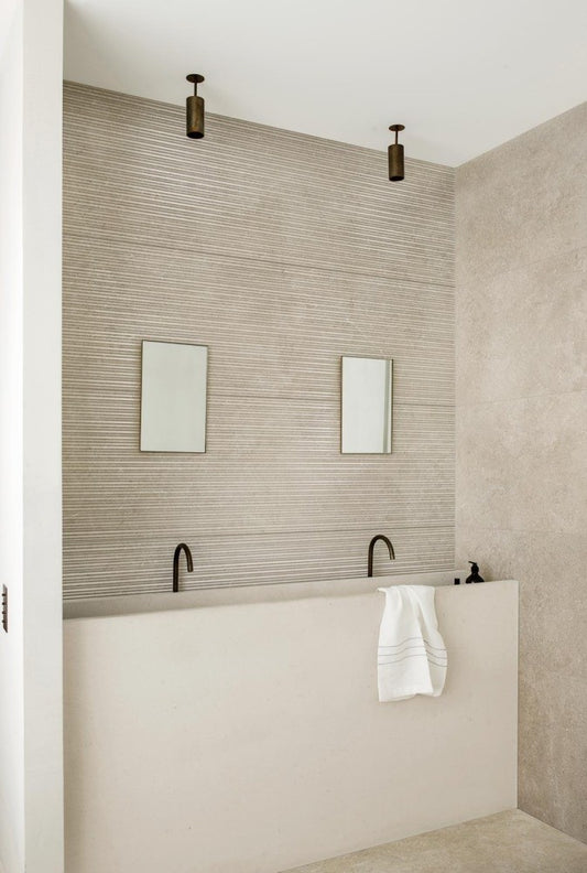 Faianta baie / bucatarie rectificata gri 60x180 cm, Marazzi Magnifica Limestone Taupe