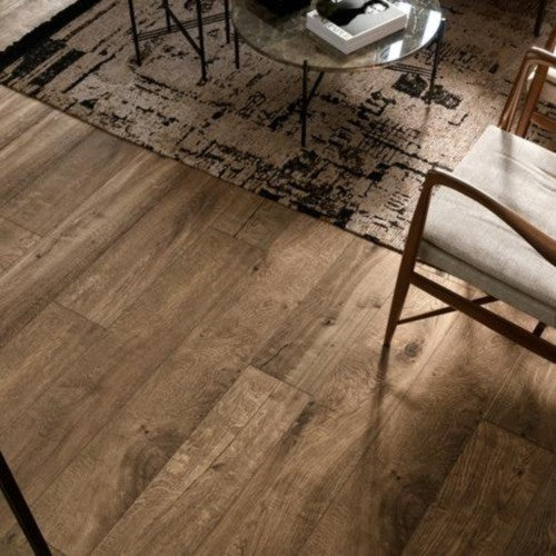 Gresie exterior / interior portelanata rectificata maro 22.5x180 cm, Marazzi Vero Rovere