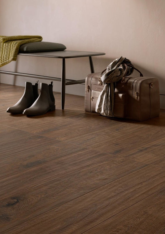 Gresie exterior / interior portelanata rectificata maro 22x120 cm, Marazzi Vero Castagno
