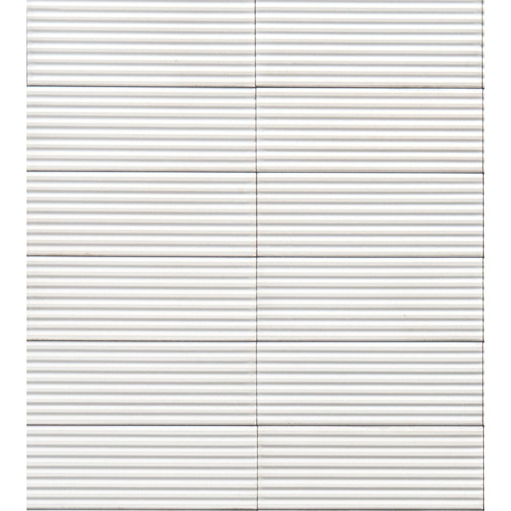 Decor interior alb 7.5x20 cm, Marazzi Rice Bianco Strutturato Pleat 3D Lux