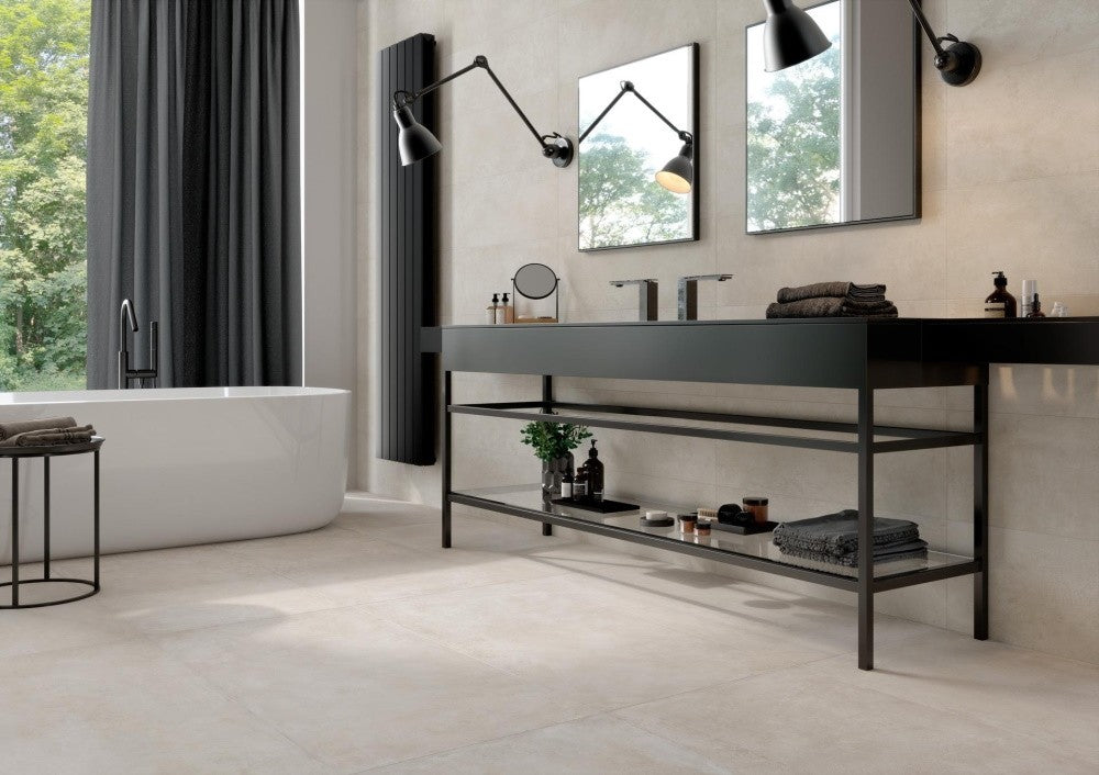 Gresie interior portelanata rectificata alba 60x120 cm, Marazzi Puro Plaza White