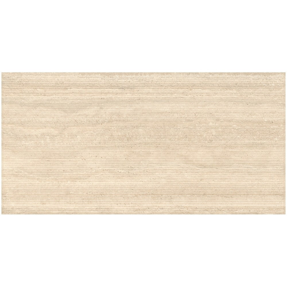 Faianta baie / bucatarie rectificata crem 60x120 cm, Marazzi Mystone Travertino Classico Struttura Scalpello 3D