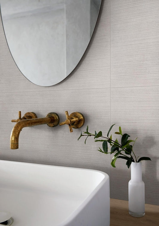 Faianta baie / bucatarie alba 60x120 cm, Marazzi Cementum Ash Struttura Righe 3D