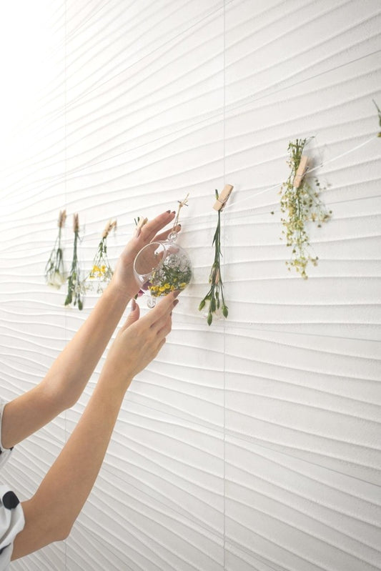 Faianta baie / bucatarie alba 20x50 cm, Marazzi Appeal Struttura Wind 3D White