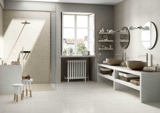 Gresie exterior / interior portelanata rectificata alba 60x120 cm, Marazzi Block White