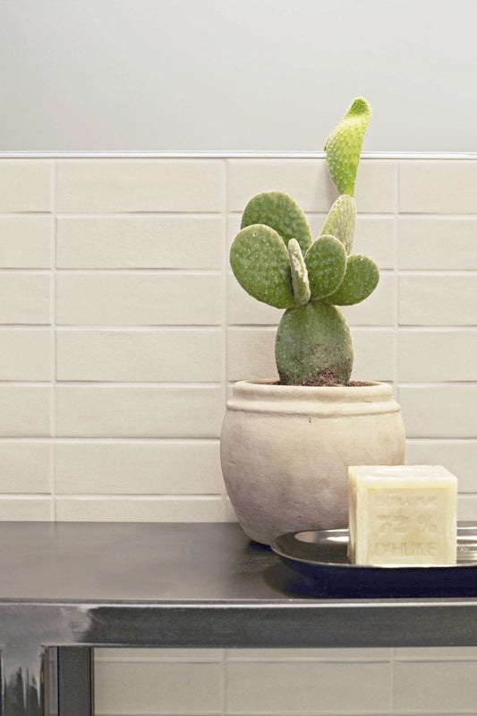 Faianta baie / bucatarie alba 25x76 cm, Marazzi Chalk Butter Struttura Brick 3D