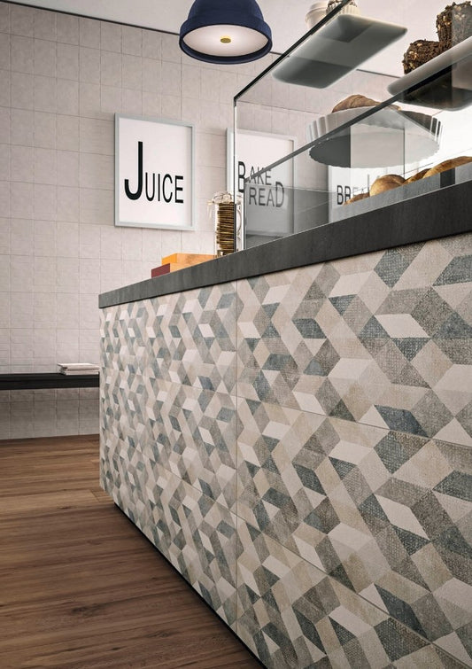 Decor interior gri/bej 25x76 cm, Marazzi Chalk Grey/Smoke/Avio Origami