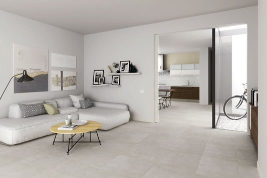 Gresie exterior / interior portelanata alba 45x45 cm, Marazzi Dust White