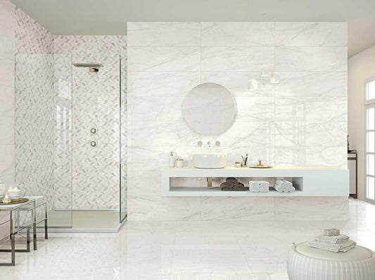 Faianta baie / bucatarie rectificata alba 30x90 cm, Marazzi Marbleplay White