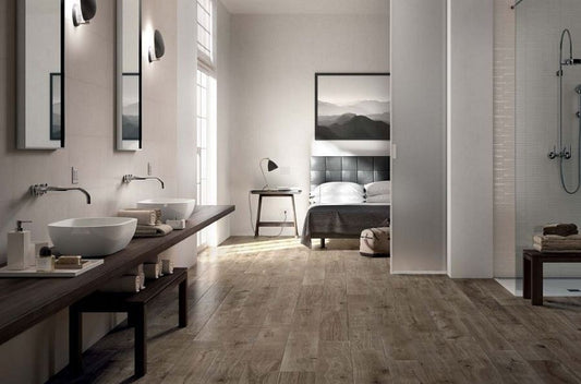 Gresie exterior / interior portelanata maro 20x120 cm, Marazzi Treverkever Musk