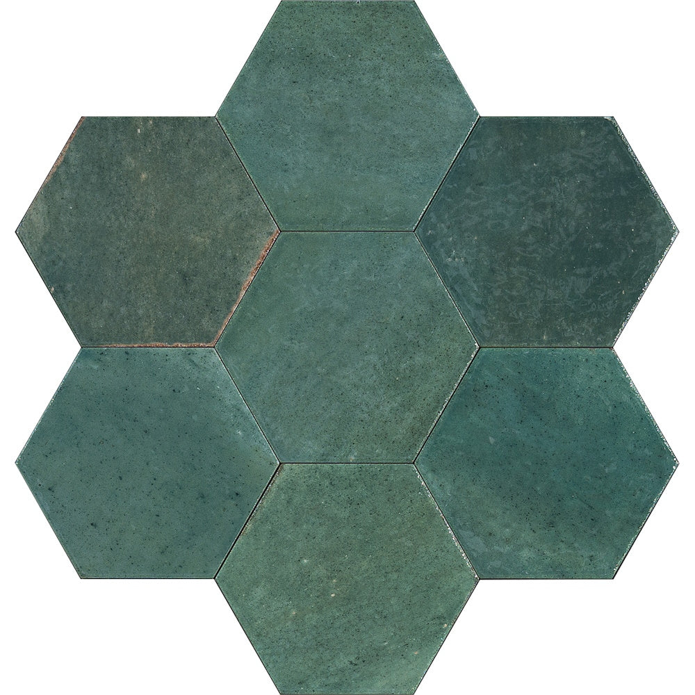 Gresie interior portelanata verde 21x18.2 cm, Marazzi Lume Esagona