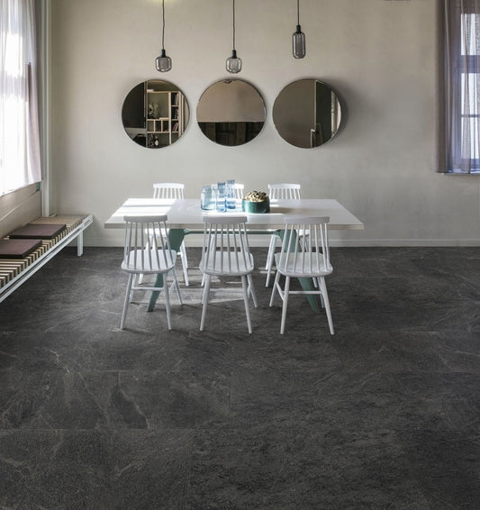 Gresie exterior portelanata rectificata neagra 50x100 cm, Marazzi Mystone Quarzite20 Black