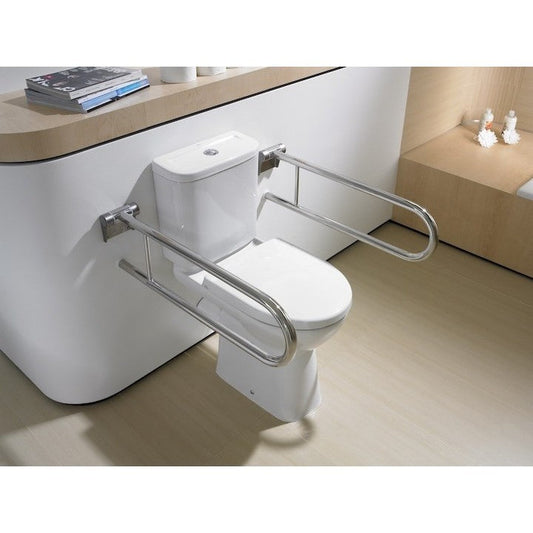 Set Promo Vas WC dizabilitati pe pardoseala cu rezervor aparent si capac Roca Access 38x67 cm evacuare orizontala