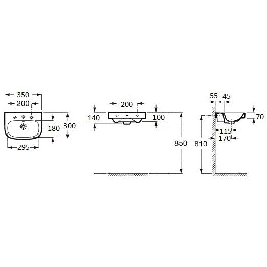 Lavoar baie suspendat Roca Debba 35x30 cm