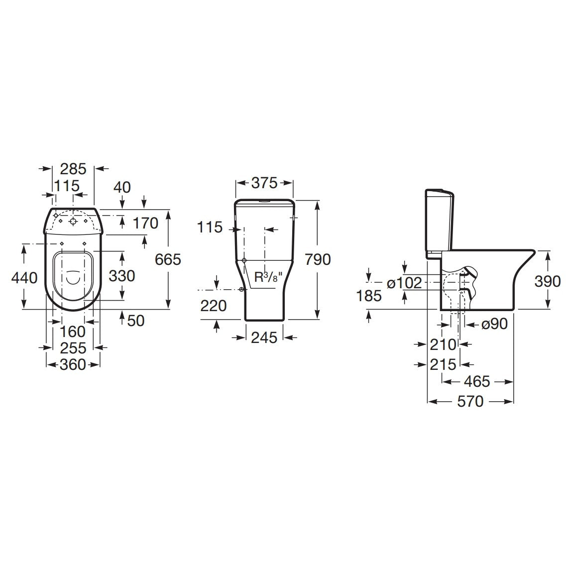 Roca Nexo Rezervor WC, alimentare stanga-jos