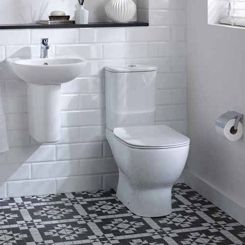 Set promo Vas WC pe pardoseala cu rezervor aparent si capac soft close Ideal Standard Tesi AquaBlade 37x67 cm evacuare orizontala sau verticala
