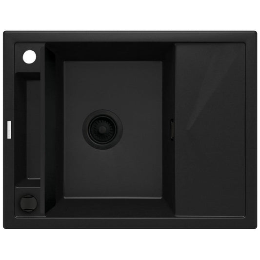Deante Magnetic Set chiuveta bucatarie granit 64x50 cm, negru si baterie monocomanda Deante Milin Negru