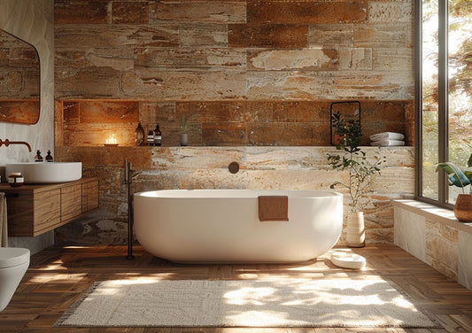 Amenajare baie cu travertin: Idei elegante