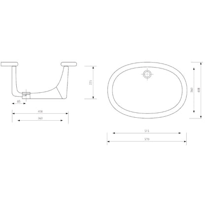 Lavoar baie sub blat, oval Arthema 57x40 cm