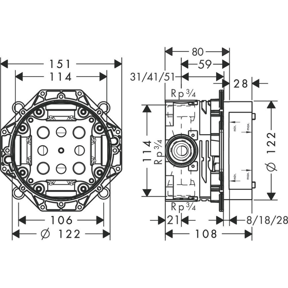 Set promo Sistem dus incastrat fara termostat Hansgrohe Metropol Crometta