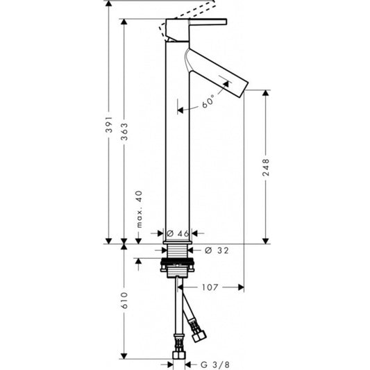 Baterie lavoar pe blat aurie Hansgrohe Axor Starck 250, fara ventil pop-up H21 cm